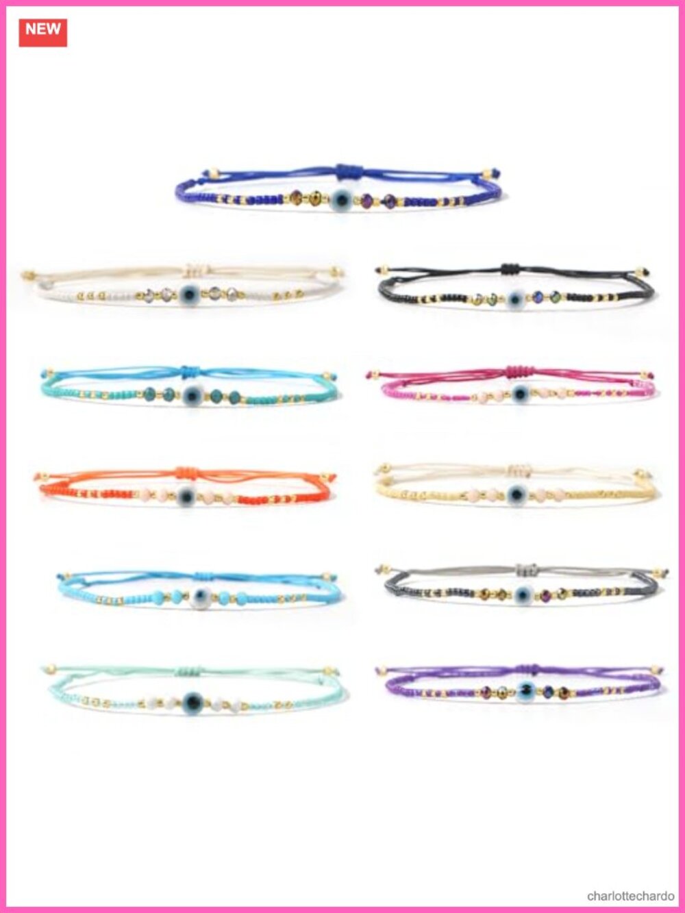 Handmade Boho Beaded Bracelet Stack Adjustable Braided String Set